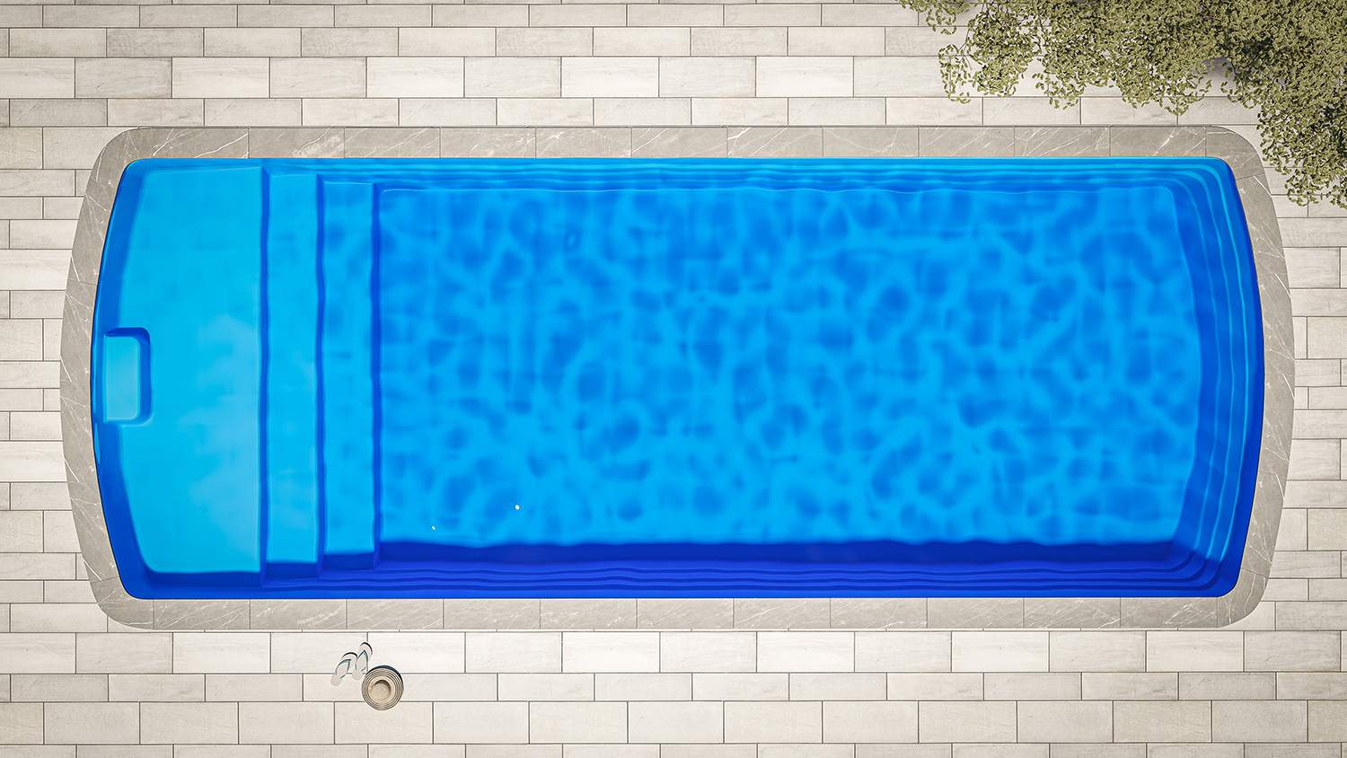 Fiberglass pool solid blue color